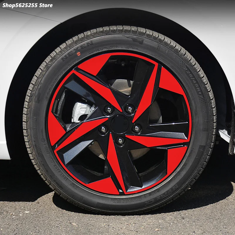 

Car Sticker For Hyundai Elantra CN7 2021 2022 Accessories Wheel Hub Stickers Wheel Carbon Fiber Protective Film Decoration