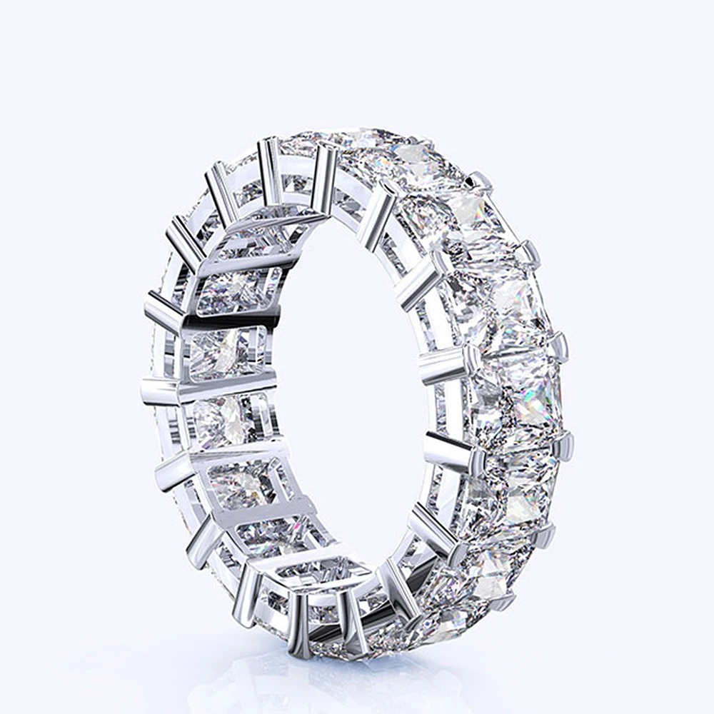 GENUINEGEM, Настоящее серебро, 925 ювелирные изделия, Свадебные обручальные кольца для женщин, созданный Муассанит, драгоценный камень, кольцо, вечерние, подарки