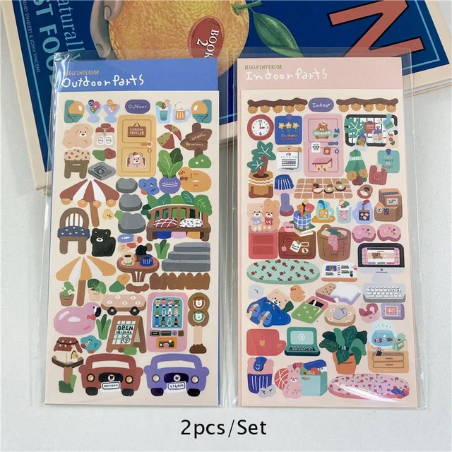 SKYSONIC 2/4/5/6/8pcs/10pcs Full Set Series Decorative Stickers Idol Card Album Scrapbooking Sticker Korean Stationery Suppliers 2 pcs set