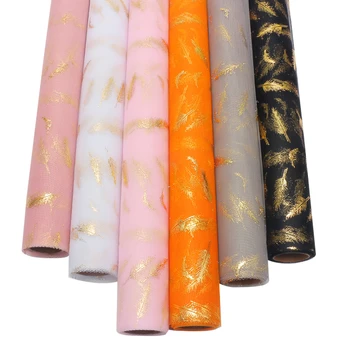 

5 Yard Golden Feather Yarn Bronzing Bouquet Gauze Florist Flower Shop Packaging Material Yarn Wrapping Mesh