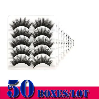 

Wholesale 50 boxes/lot Mega volum Synthetic Hair Eyelashes Reusable Soft High Quality Makeup Tools In Bulk Handmade false lash