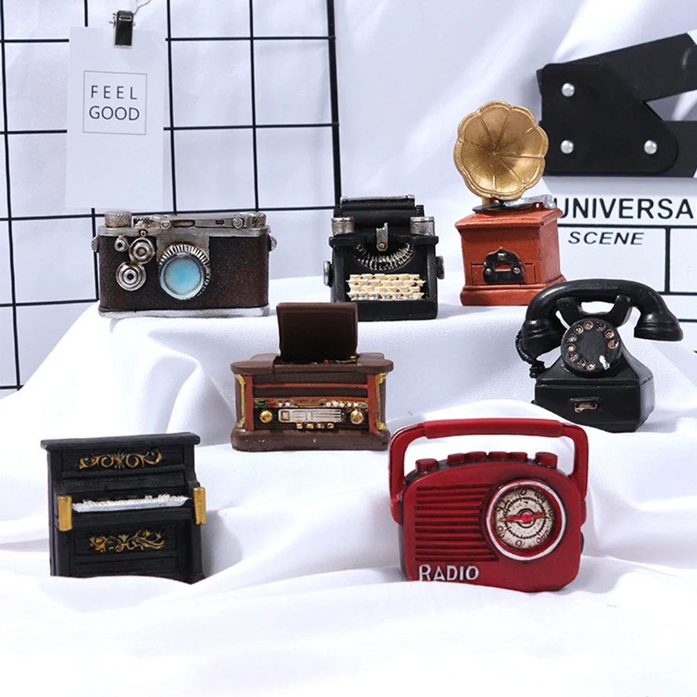 Vintage Mini Piano Phonograph Camera Small Ornaments Craft Accessories YO 