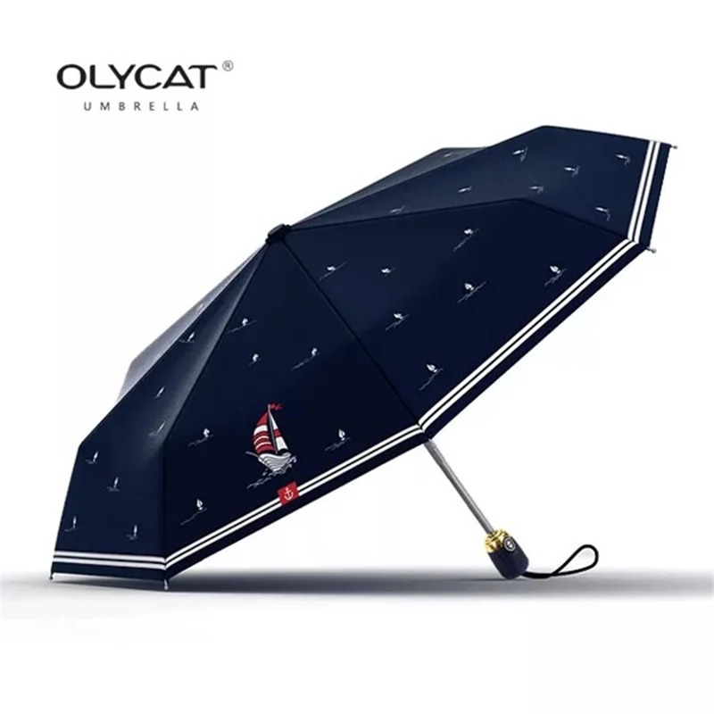 OLYCAT полностью автоматическая трехслойная УФ и ветрозащитная печать с парусником стиль моды шаблон женщин восемь Зонт с 10 спицами - Цвет: A