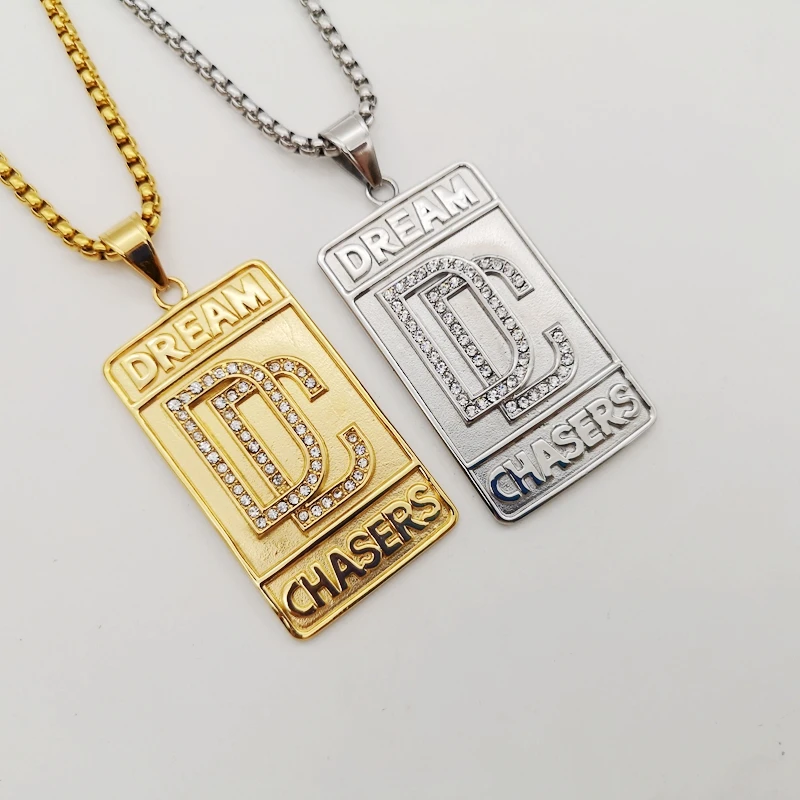 Позолоченное ожерелье из нержавеющей стали с подвеской Dream Chasers, хорошее качество, стразы Dream chaser, ожерелье для мужчин, модное ювелирное изделие
