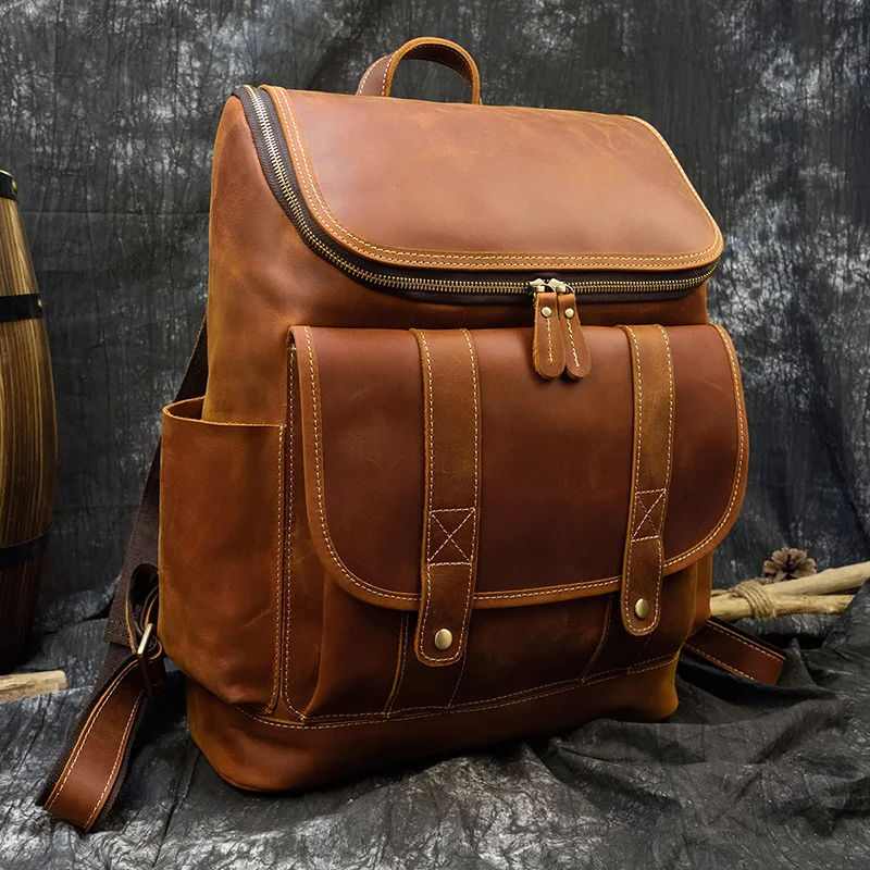 Maheu Lederen Rugzak Mannelijke Crazy Horse Lederen Rugzak Voor 15 \16\ Laptop Schooltas Jongen Vintage Retro Fashion grote Capaciteit Maheu Lederen Rugzak Mannelijke Crazy Horse Lederen Rugzak Voor 15 \16\ Laptop Schooltas Jongen Vintage Retro Fashion grote Capaciteit