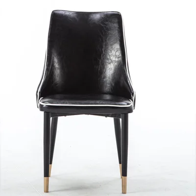 Leather C13 Роскошный нордический металлический мягкий кожаный обеденный стул домашний комод Свадебная вечеринка праздник ужин бар кофе офис встречи диван стул - Цвет: Leather C13