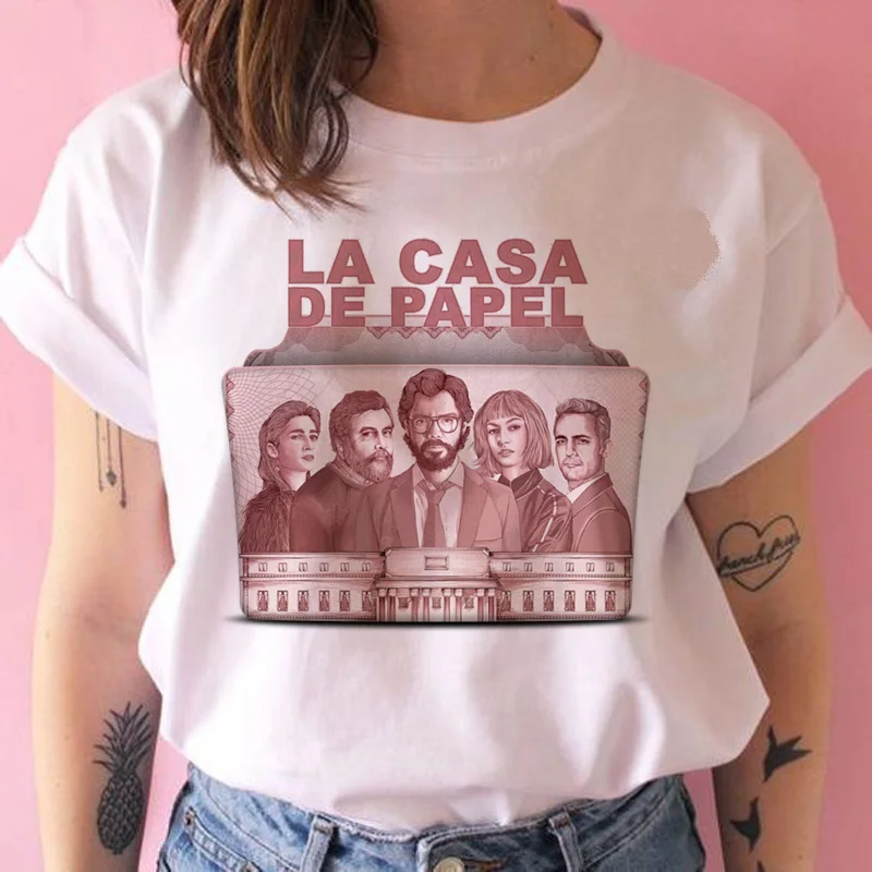 Money Heist футболка хип-хоп Женская La Casa de Papel House Of paper Футболка женская ulzzang Топы 90s одежда футболка Новинка Лето