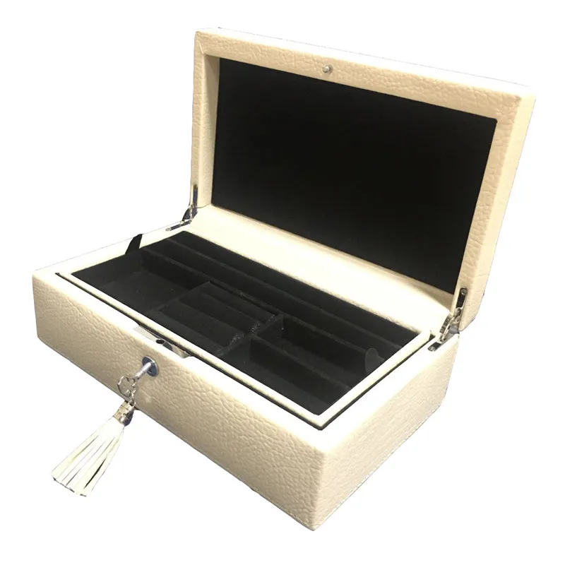 

Double Floors Fine Jewellery Cases Displays Leather Pans Packaging Box Stacking Tray for Women Charms Bracelet Ring Earrings