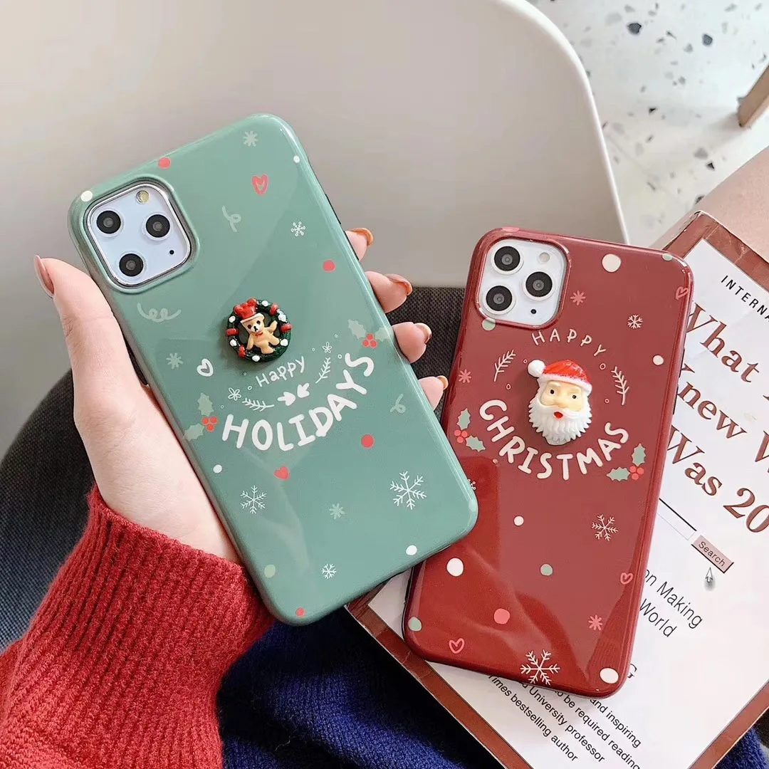 3D милый мультяшный силиконовый чехол для IPhone 11 Pro Max с Рождеством Роскошный XR X XS 6S 7