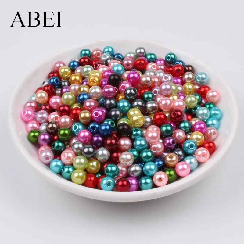 200pcs 6mm Round Imitation Pearl Beads Mix Colors Loose Bead Sewing Garments Accessories DIY Jewelry Findings Embellishment