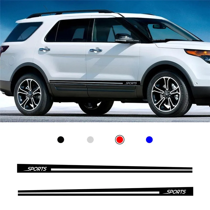 

For Ford Explorer Car Side Stripes Skirts Graphics Sticker Decals Racing Sport Stickers Vinyl 1 pair（L+R）
