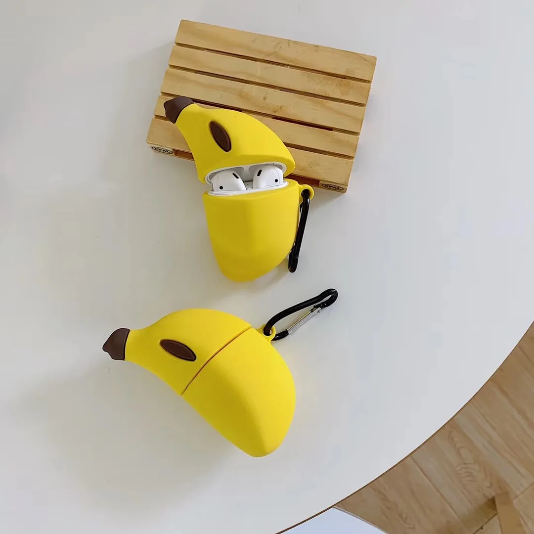 3D милый fat banana expression pack lemon Bluetooth беспроводная гарнитура Набор силиконовый чехол для гарнитура для airpods защитный чехол