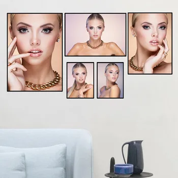 Günstige Make-up Kunst Wand Leinwand Malerei Comestic Mädchen Poster Home Decor Moderne Mode Salon Wand Kunst Druck Schönheit Mädchen Bild HD2884