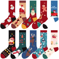New Year Funny Woman Christmas Socks Funny Xmas Santa Claus Tree Snowflake Elk Snow Cotton Tube Crew Happy Sock Men