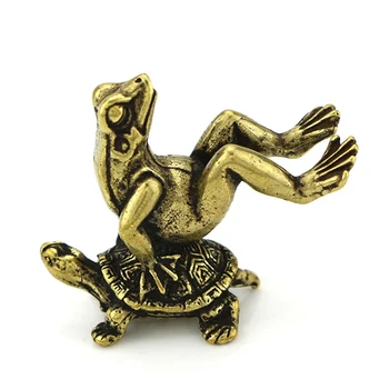 

Solid Brass Ornament Copper Mini Frog Turtle Animal Figurine Craft Statue Incense Burner Ornament Desk Decoration