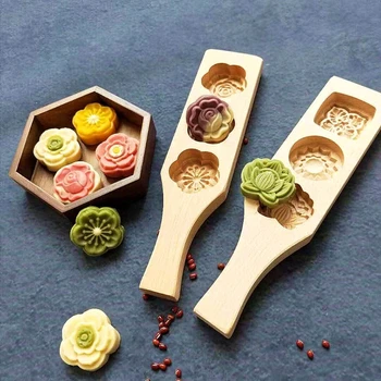 

Wooden Mooncake Mold Flower Pastry Baking Tool for Making Mung Bean Cake Ice Skin Fondant Mould Biscuit Chocolate Decorating