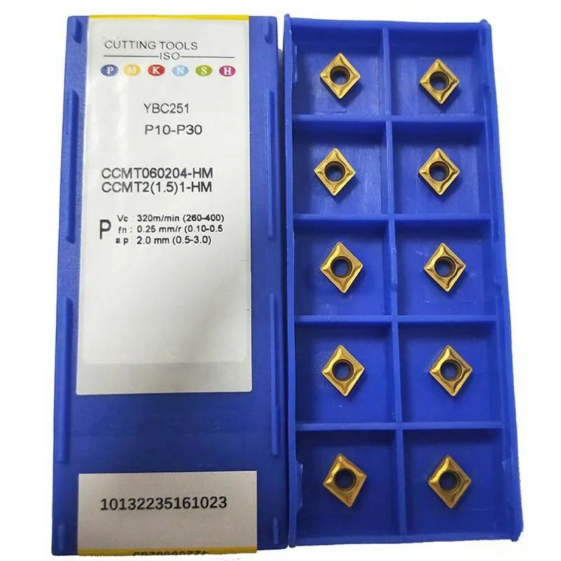 

10pcs CCMT060204-HM YBC251 Lathe CNC Carbide Inserts For Turning Tool Supplies