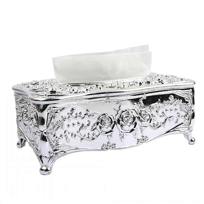 Gold/Silver European Luxury Acrylic Tissue Box Hotel Restaurant Napkin Holder Household Tissue Box WF911350 5