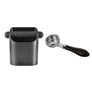 

1 Pcs Knock Box Espresso Powder Container Knock Box & 1 Pcs Coffee Bottomless Filter Basket Espresso Machine