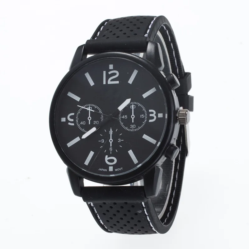 

0269 Black And White with Pattern Circle Watchcase Fake Three-Eyed shu zi tiao Nail Printing Measuring Silicone Watch Strap Fash