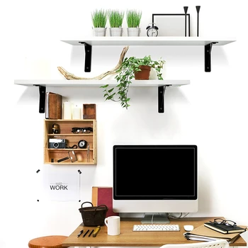 

Display Ledge Shelf Floating Shelves Wall Mounted Storage Organizer with Bracket for Office Living Room Bathroom Bedroom Kitchen