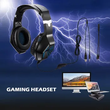 

Gaming Headset With 7.1 Surround Sound LED Light For Laptop Tablet Phone 3.5MM Wired Gaming Headset Deep Bass Game Earphone