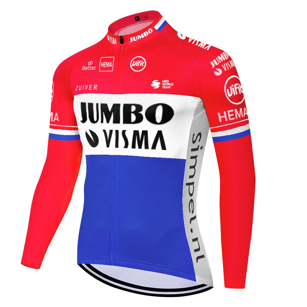 2021 Чемпион pro team JUMBO VISMA велосипедная Форма Длинные рукава Лето весна camisa de ciclismo