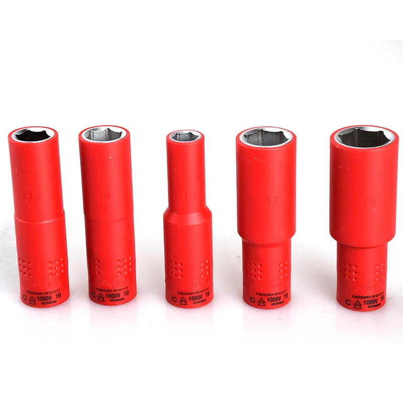 Insulated Electrical 1000V High Voltage Resistance 3/8 VDE Deep Socket H8-19mm  Length Hex Bit 4-10mm 5