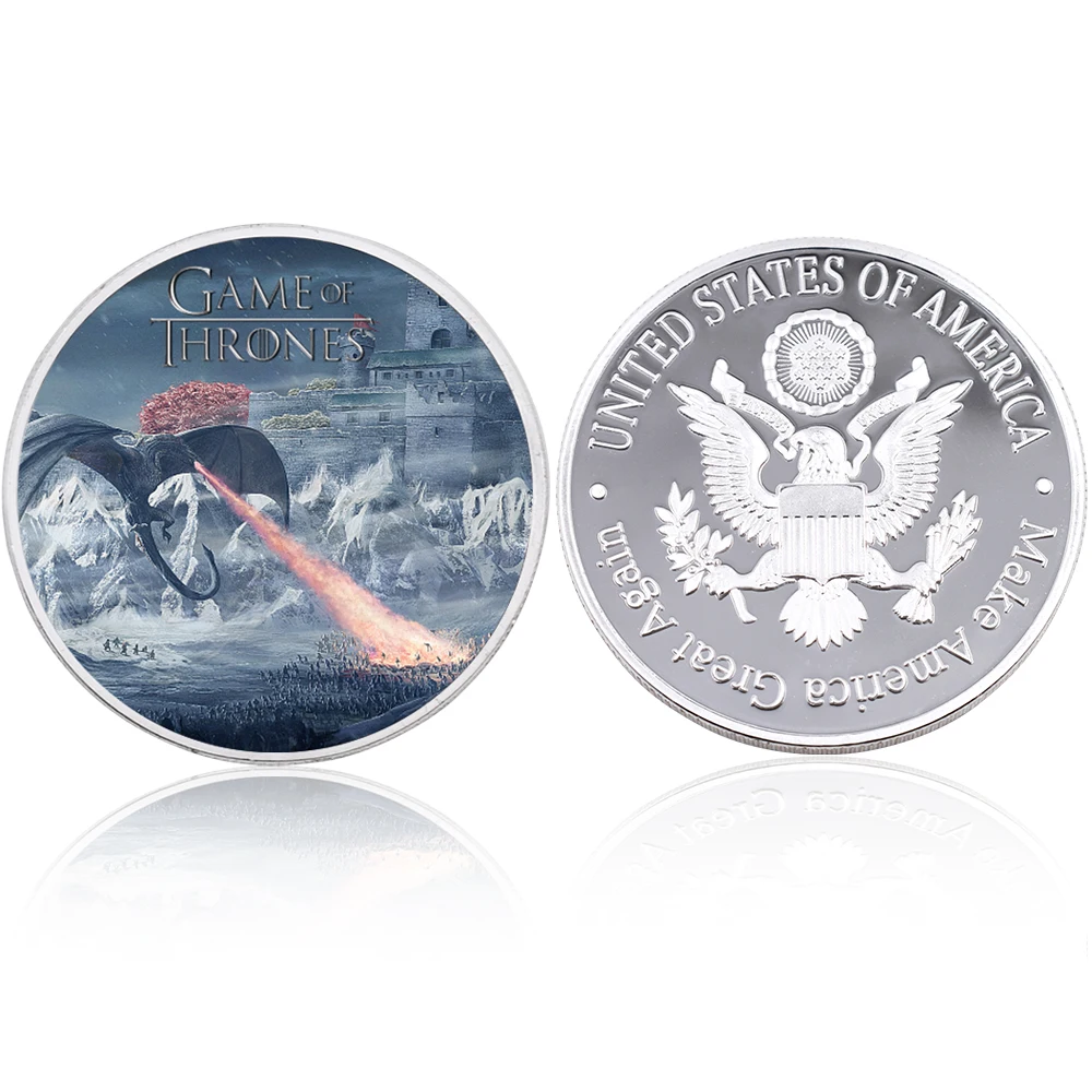 style 6 Home Decorative Non-currency Souvenir Coin 999.9 Silver Plated Game of Thrones Metal Coin Artwork - Цвет: style 6