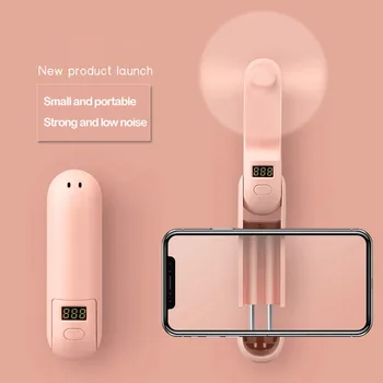 

Multifunctional Mini Handheld Fan USB Charging LED Digital Display Desktop Fan Home Outdoor Portable Foldable Bracket Small Fan