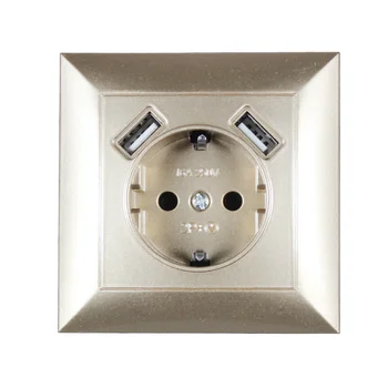 

USB Wall Socket Free shipping Double USB Port 5V 2A usb wall outlet high quality usb outlet GOLD color V2-01J