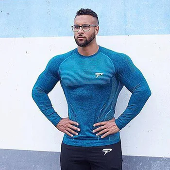 

New Mens Compression Long sleeve Skinny T-shirt Casual Quick dry Tee shirt Male Gyms Workout Tops Fitness Bodybuilding Clothing