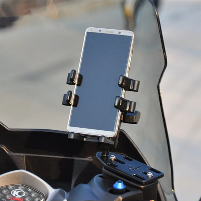 1 Inch Ball Motorcycle Pump Mount Base+double Socket Arm +cell Phone