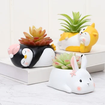 

Cute Animals Resin Flower Pot Home Garden Mini Bonsai Flower Planter Pots Succulent Plant Flower Pot Wedding Birthday Gift