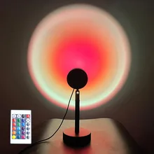 

Remote Control RGB Sunset Lamp Rainbow Atmosphere LED Light for Home Bedroom Background Wall Decoration Sunset Projection Lamps
