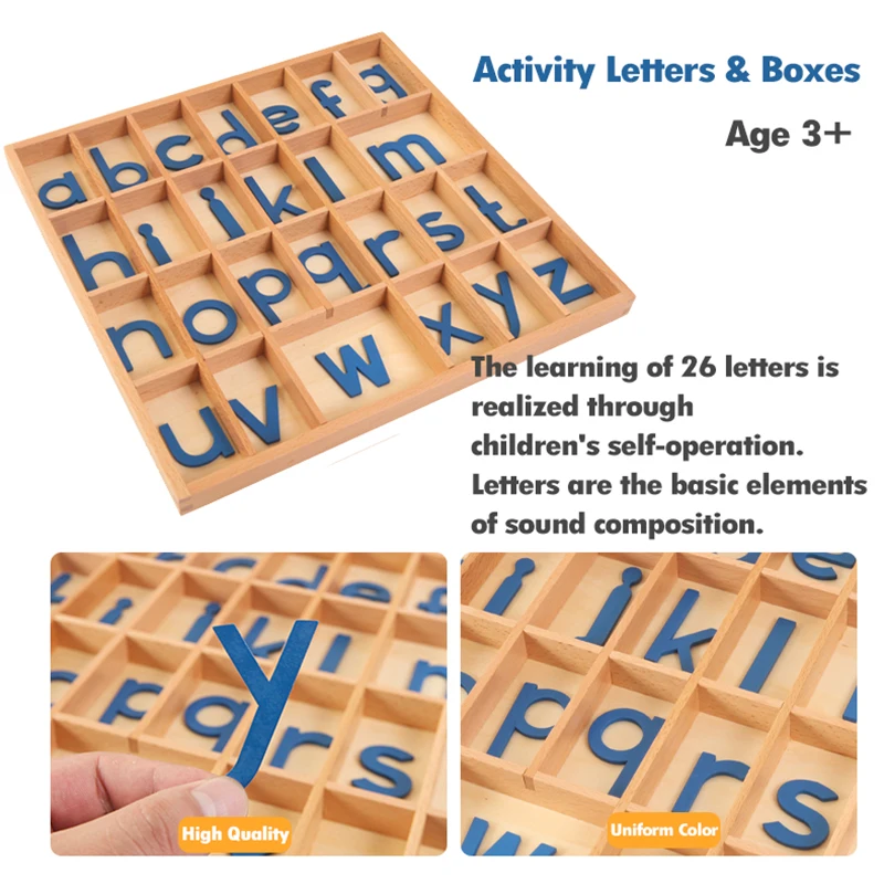 Children Montessori Activity Alphabet Box Language Toy Printed ABC Card Red Blue Letters Open Ended Educational Toy Teacher Aids educational learning toy alphabet educational toys