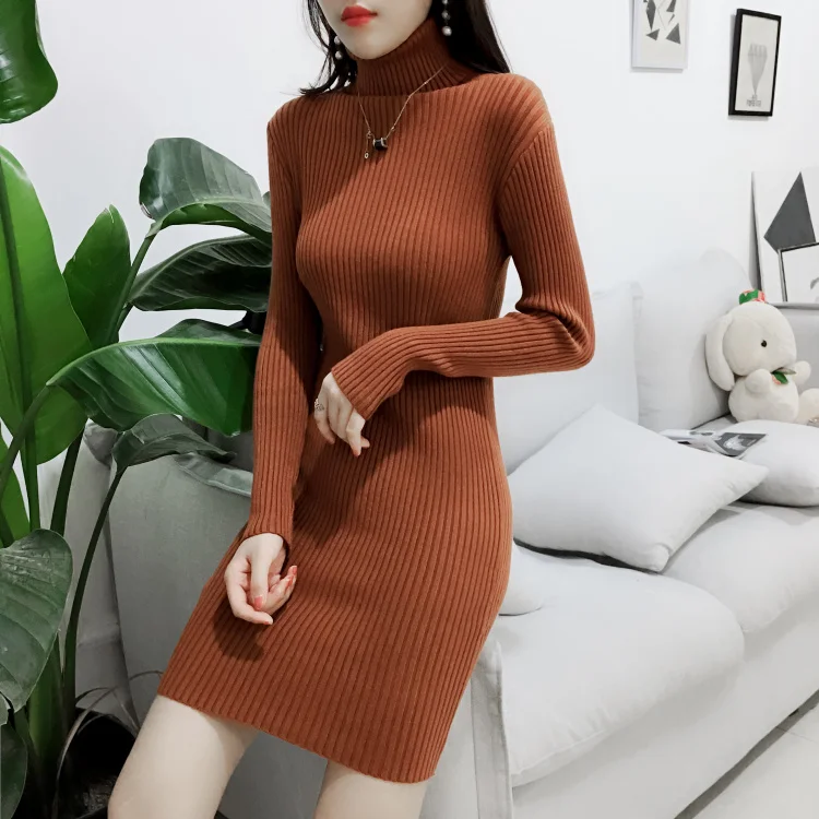 beige turtleneck sweater dress