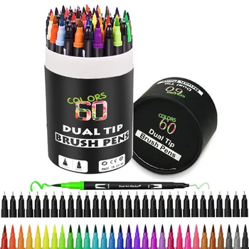 

Dual Tip Brush Pens 60 Colors Pen Markers Brush Fineliner Tips Perfect for Adult Kids Coloring Books Drawing