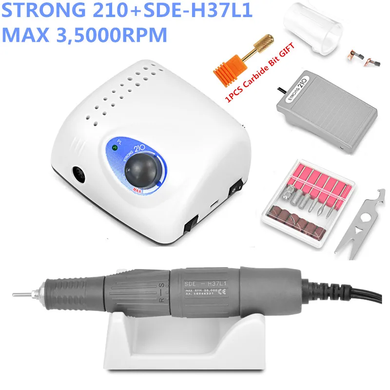 

65W Strong 210 marathon SDE-H37L1 Brushless Nail Drills Manicure Machine Pedicure Electric Strong 35000RPM File Bits