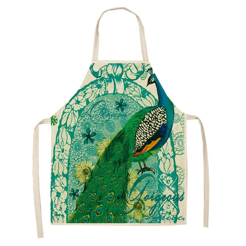 Peacock Feathers Apron Out Vibrant Colors Birds Summer Garden Women Men Kids Kitchen Peacock Apron Pinafore Cooking Linen Apron