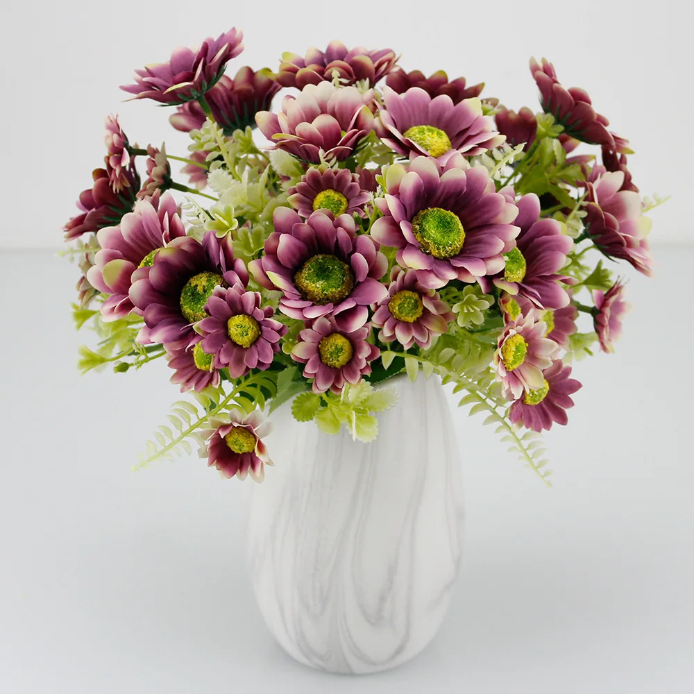 autumn fake tea rose silk flower fall Gerbera Daisy artificial plastic flower for wedding home