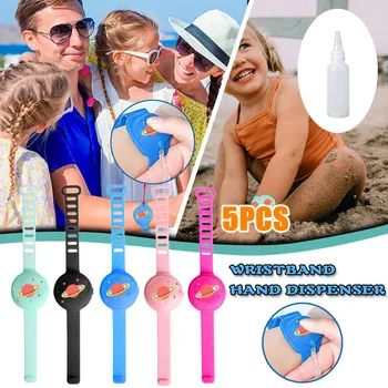 

5PC Adult Kid Wristband Hand Dispenser Fashion Planet Printed Handwash Silicone Dispenser Whole Sanitizing Outdoor Cleaner Wrist