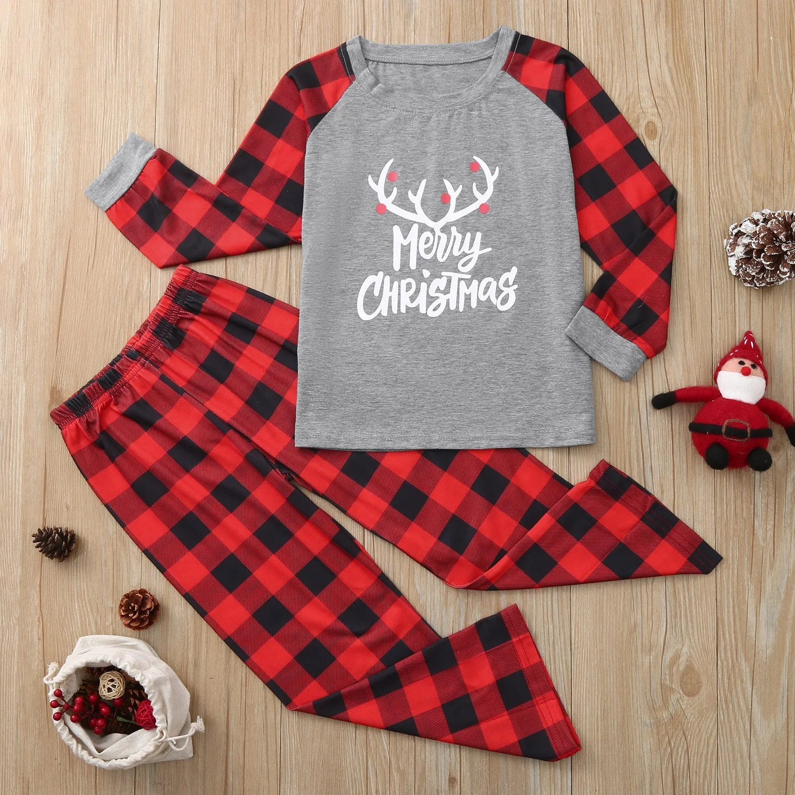 Christmas Children Letter Plaid Print 