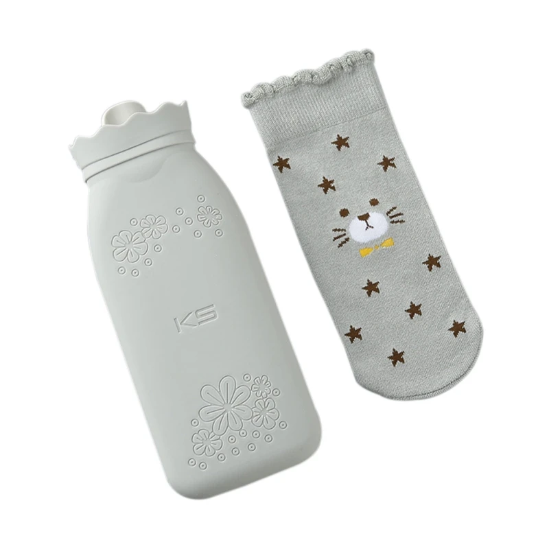 Silicone Hot Water Bottle With Bamboo Fiber Cloth Cover For Microwave Oven Refillable Water