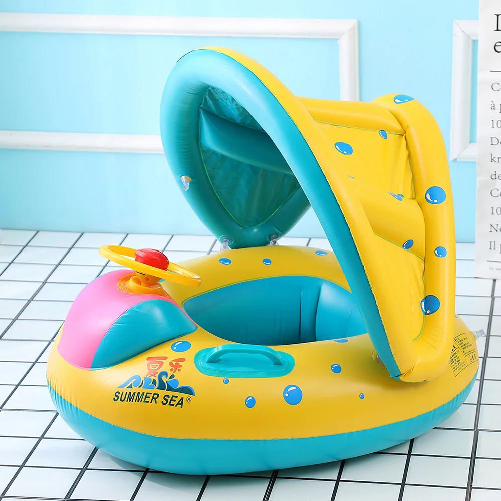 Детский безопасный бассейн надувной буй плавающий тренажер плавательный круг с зонтиком круг аксессуары для плавания для детей Детский поплавок