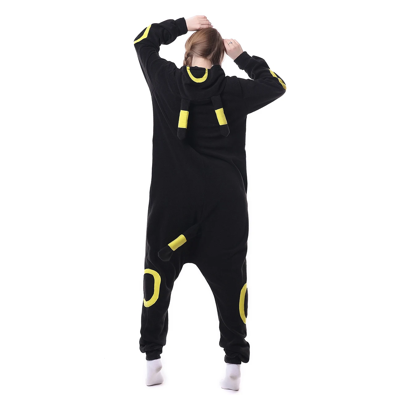 Кигуруми мультфильм Onesie покемон косплей Umbreon пижамы для девочек и женщин взрослых Черный пижамы вечерние комбинезон зимний комбинезон для сна XL