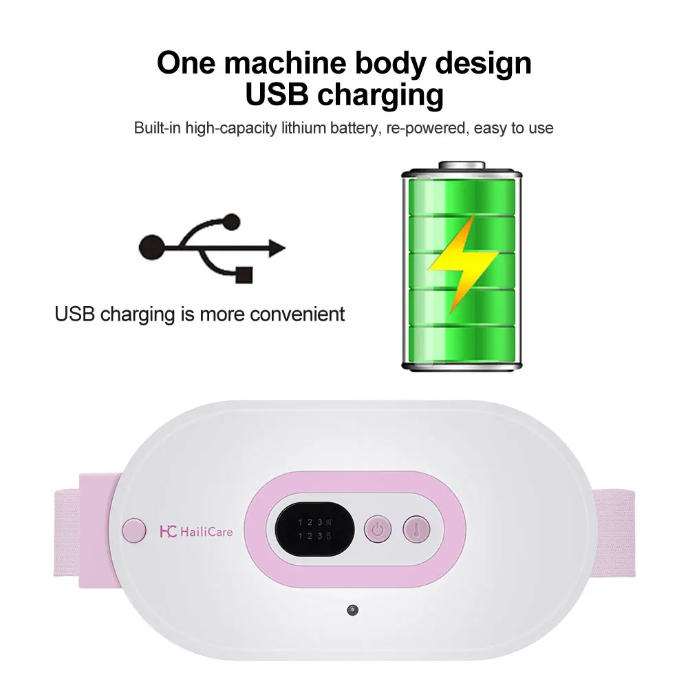 Розовый женский теплый пояс для матки, Электрический инфракрасный нагревательный пояс для менструации, поясная подушка для женщин, облегчение боли в спине, поясничная поддержка, USB