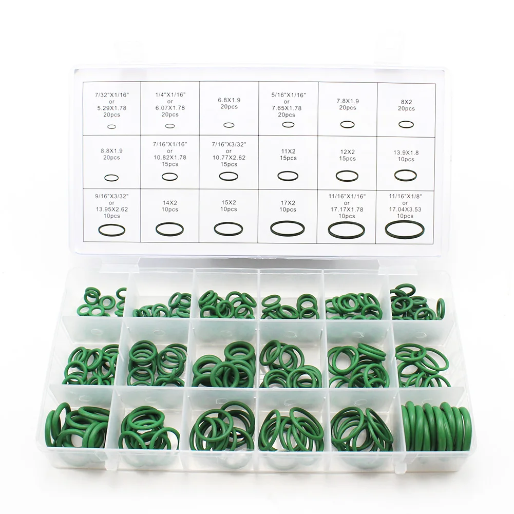 For car trucks 270Pcs Universal 18 Sizes O-ring Kit Green Metric O ring Seals Nitrile