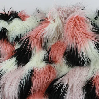 

big beach wool stitching jacquard fluffy fourrure artificial plush faux fur fabric for coat case vest fausse fourrure tissu