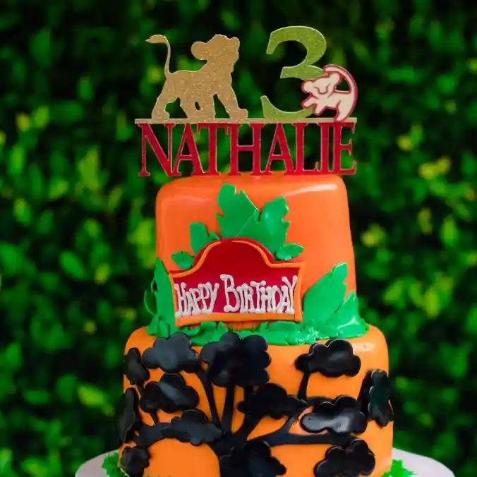 Decoration De Gateau A Paillettes Personnalisee Avec Le Nom Du Roi Lion Anniversaire Simba Aliexpress